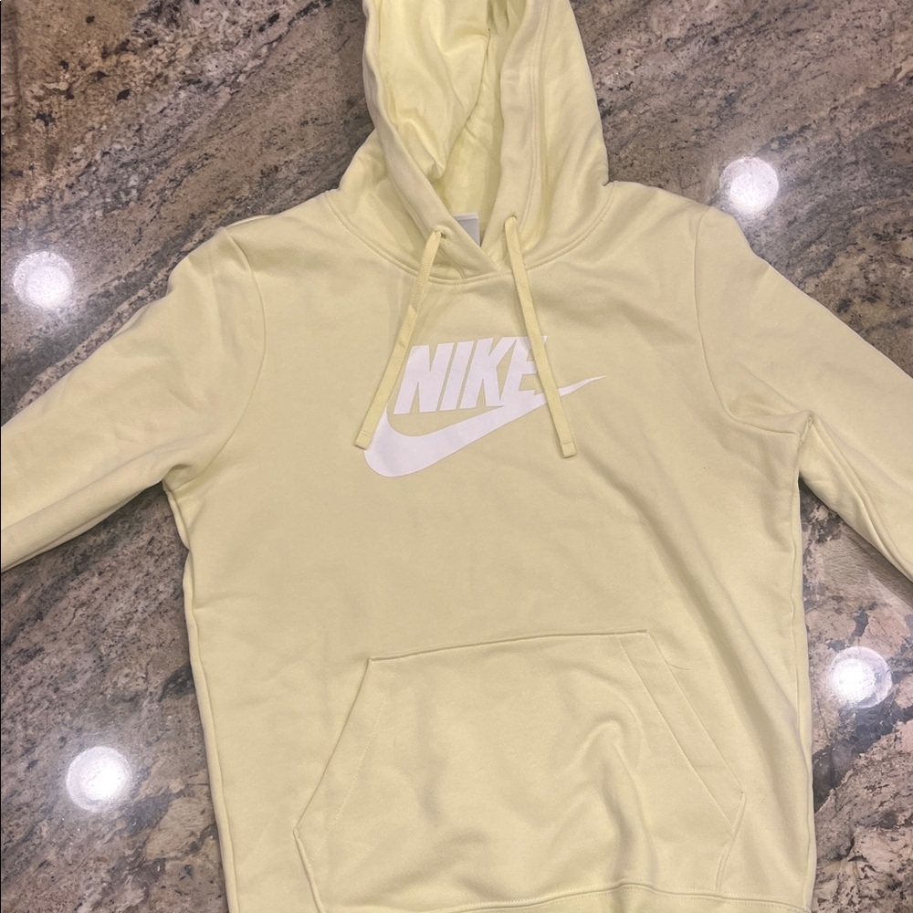 Womens Nike pale butter Yellow Hoodie with White Logo